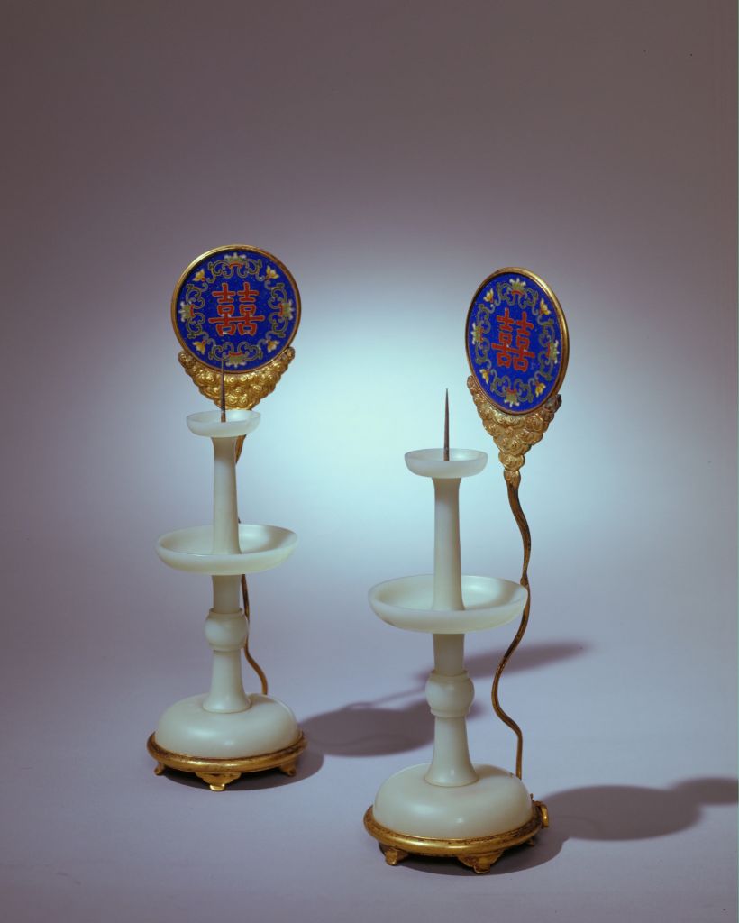 图片[1]-Sapphire enamel windshield candlestick-China Archive